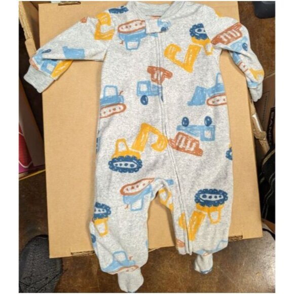 Carter's Just One You Baby Boys Construction Microfleece Footed Pajama Gray 3M - Picture 3 of 4